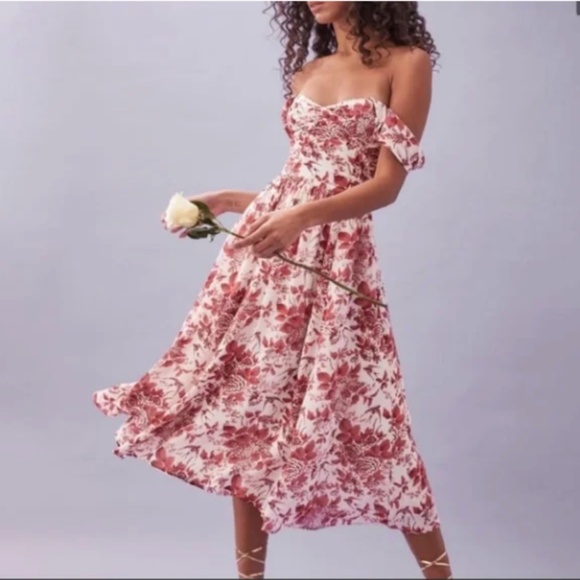 Reformation Violet Toile De Jouy Midi Dress 2 NWOT - Picture 1 of 11